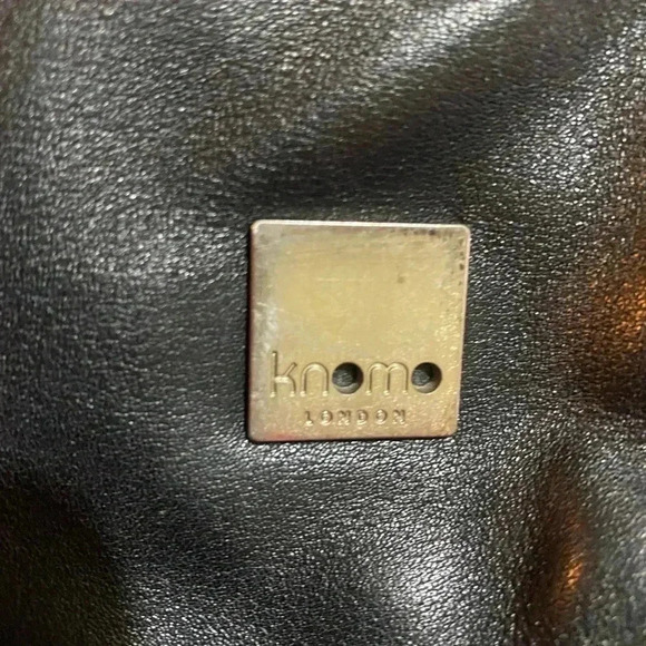 Knomo  unisex black leather messenger laptop briefcase bag - Picture 10 of 13